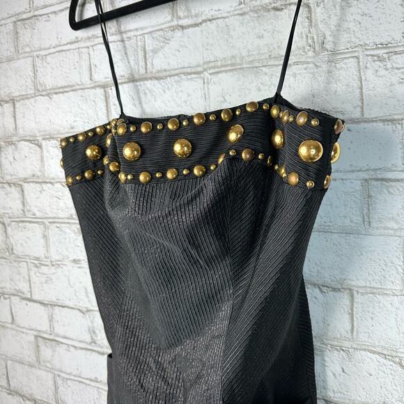 Badgley Mischka Mark & James Dress Strapless Mini Stud Bead Strapless Black Gold - Picture 5 of 13